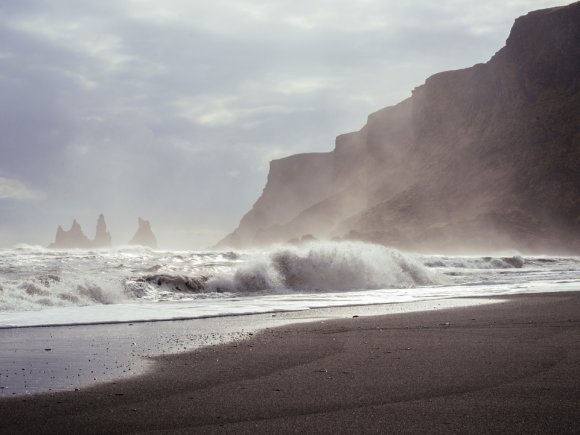 Choppy waves on beach